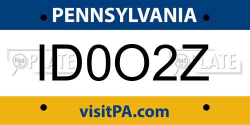 ID0O2Z Pennsylvania License Plate
