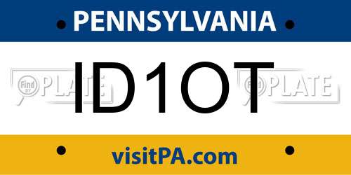 ID1OT Pennsylvania License Plate