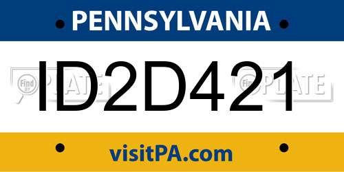 ID2D421 Pennsylvania License Plate
