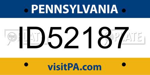 ID52187 Pennsylvania License Plate