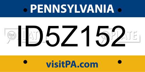 ID5Z152 Pennsylvania License Plate