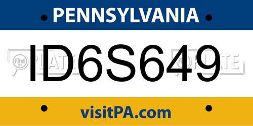 ID6S649 Pennsylvania License Plate