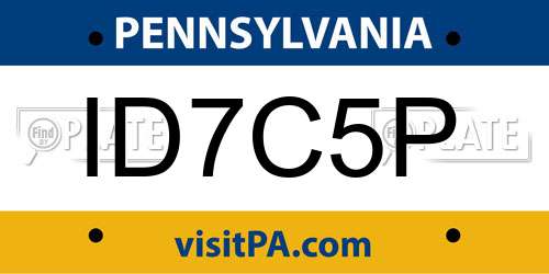 ID7C5P Pennsylvania License Plate