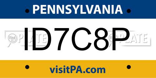 ID7C8P Pennsylvania License Plate