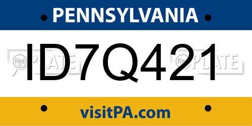 ID7Q421 Pennsylvania License Plate