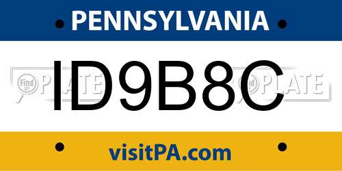 ID9B8C Pennsylvania License Plate