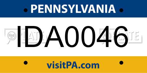 IDA0046 Pennsylvania License Plate