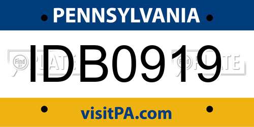 IDB0919 Pennsylvania License Plate