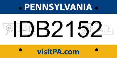 IDB2152 Pennsylvania License Plate