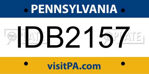 IDB2157 Pennsylvania License Plate
