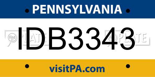 IDB3343 Pennsylvania License Plate