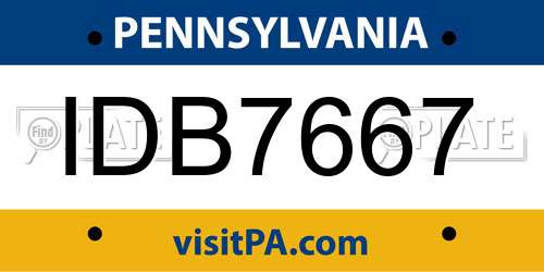 IDB7667 Pennsylvania License Plate