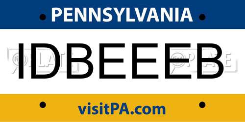 IDBEEEB Pennsylvania License Plate