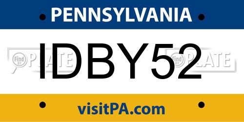 IDBY52 Pennsylvania License Plate