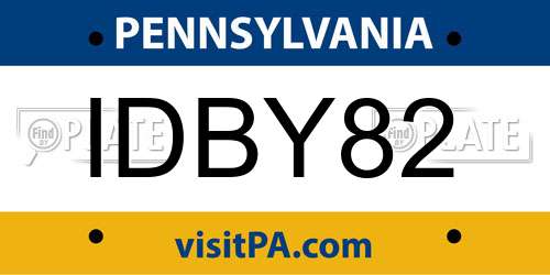 IDBY82 Pennsylvania License Plate