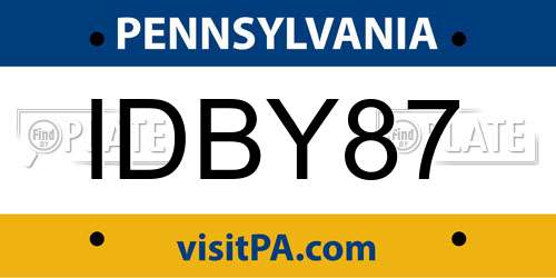 IDBY87 Pennsylvania License Plate