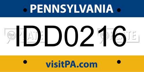 IDD0216 Pennsylvania License Plate