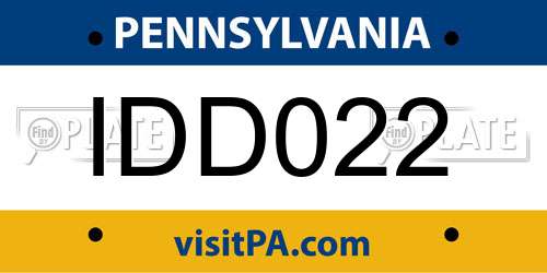 IDD022 Pennsylvania License Plate