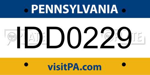IDD0229 Pennsylvania License Plate