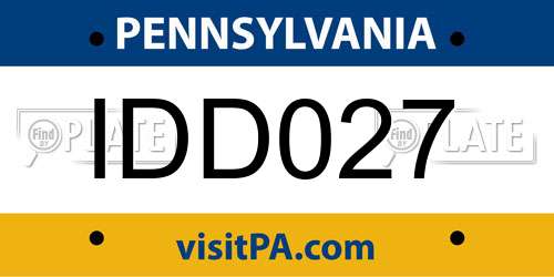 IDD027 Pennsylvania License Plate