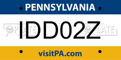 IDD02Z Pennsylvania License Plate
