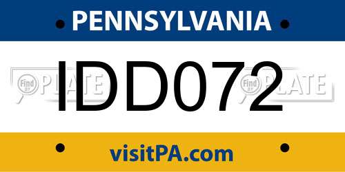 IDD072 Pennsylvania License Plate