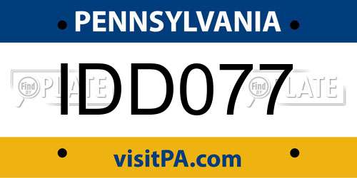 IDD077 Pennsylvania License Plate