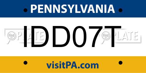 IDD07T Pennsylvania License Plate