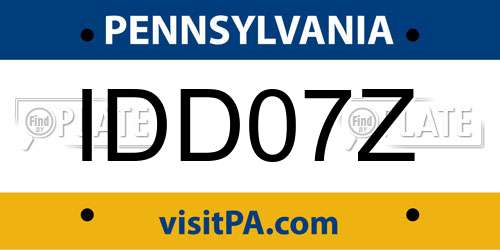 IDD07Z Pennsylvania License Plate