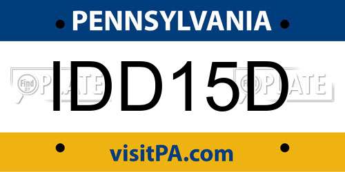 IDD15D Pennsylvania License Plate