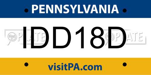 IDD18D Pennsylvania License Plate