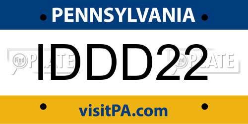 IDDD22 Pennsylvania License Plate