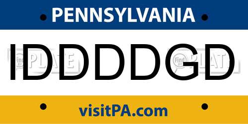 IDDDDGD Pennsylvania License Plate