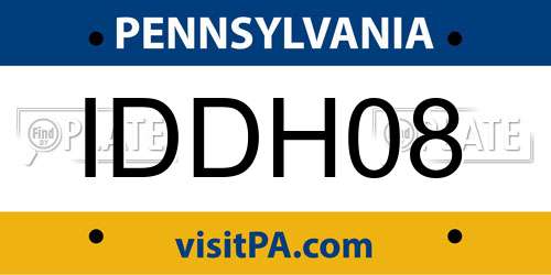IDDH08 Pennsylvania License Plate