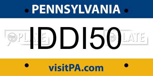 IDDI50 Pennsylvania License Plate