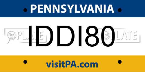 IDDI80 Pennsylvania License Plate