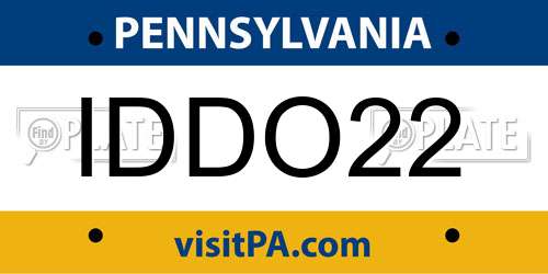 IDDO22 Pennsylvania License Plate