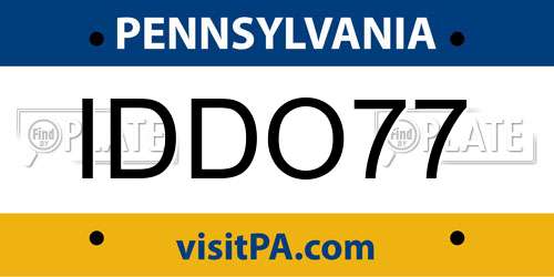 IDDO77 Pennsylvania License Plate