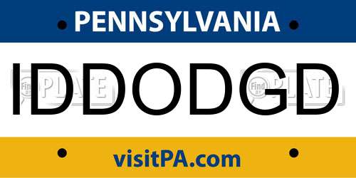 IDDODGD Pennsylvania License Plate