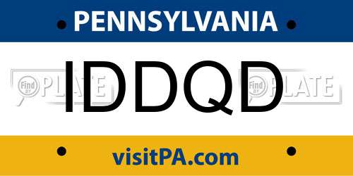 IDDQD Pennsylvania License Plate