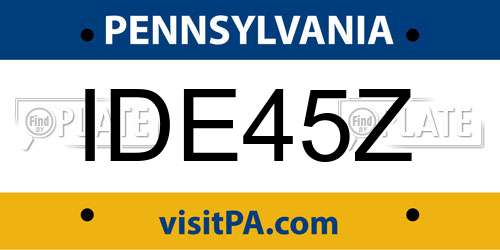 IDE45Z Pennsylvania License Plate