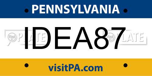 IDEA87 Pennsylvania License Plate