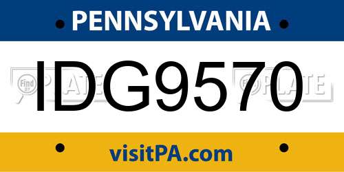IDG9570 Pennsylvania License Plate