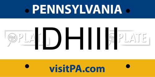 IDHIIII Pennsylvania License Plate