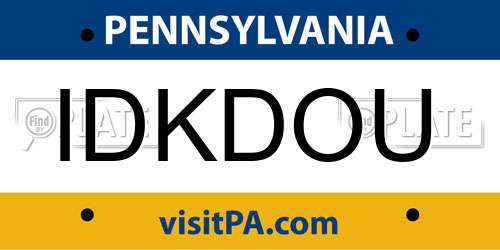 IDKDOU Pennsylvania License Plate