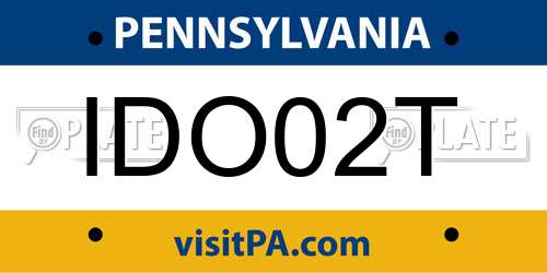 IDO02T Pennsylvania License Plate