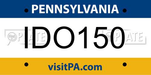 IDO150 Pennsylvania License Plate