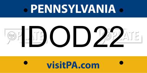 IDOD22 Pennsylvania License Plate