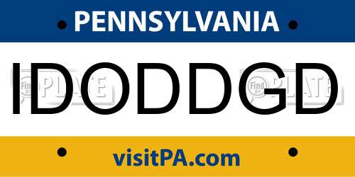 IDODDGD Pennsylvania License Plate