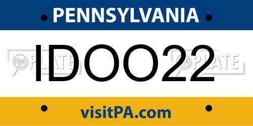 IDOO22 Pennsylvania License Plate
